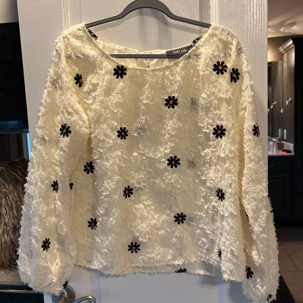 Cream & black flowers Shirt